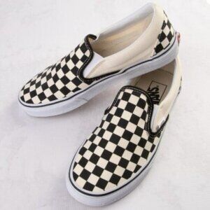 Vans Black/Ecru Classic Checkerboard Slip-on Sneakers - 5.5-6US